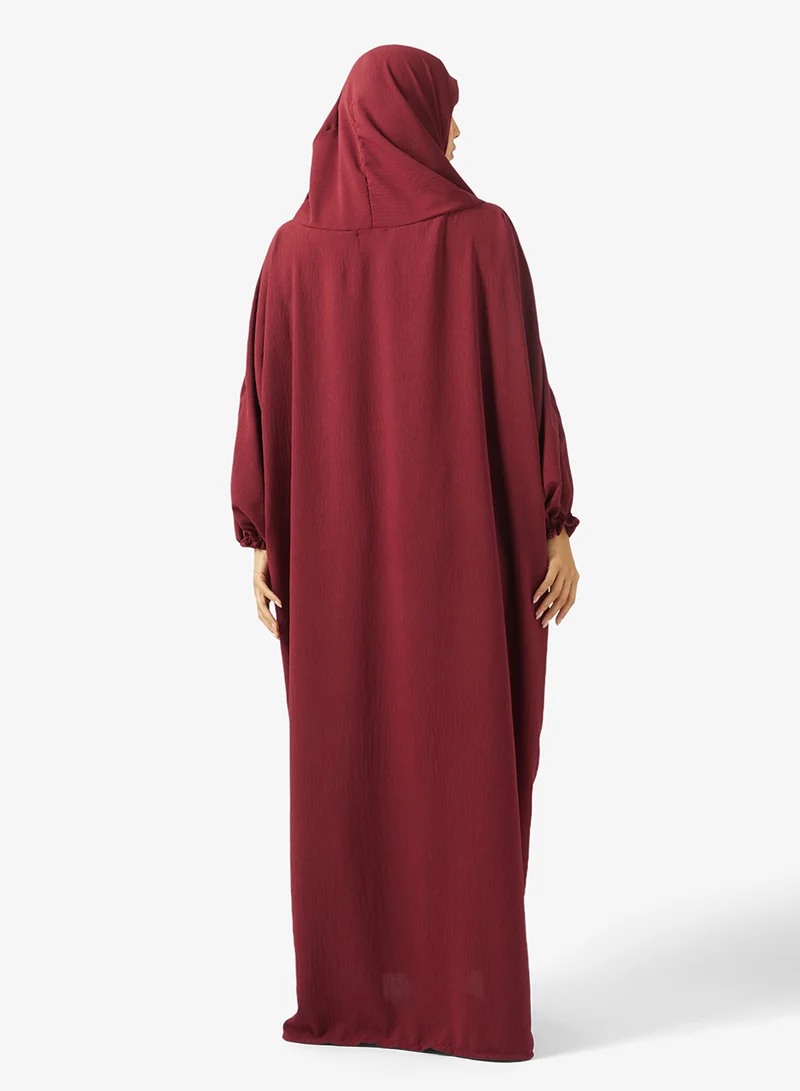 هيا كلوزيت ملابس صلاة بغطاء رأس وأكمام مستقيمة